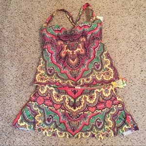 NWT Plus Size Becca Etc Skirted Tankini